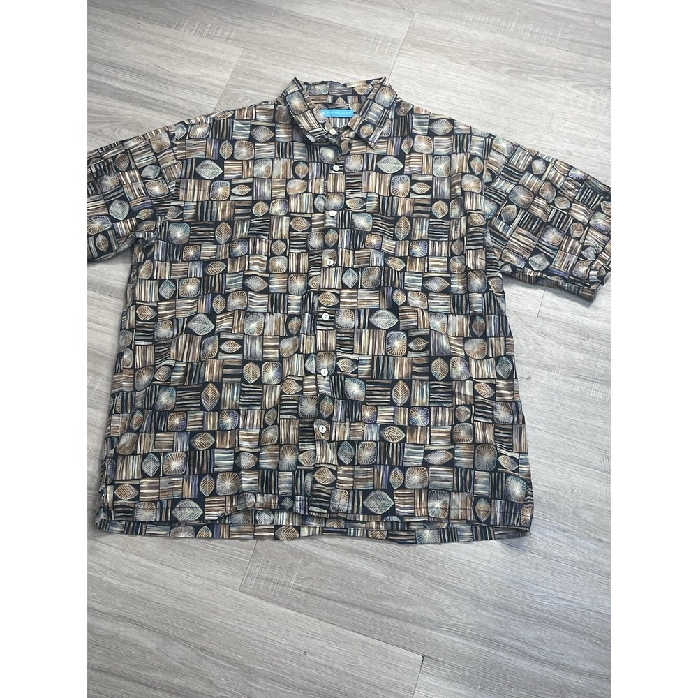Tori Richard Shirt Mens XL Cotton Lawn Abstract Button Up Short Sleeve Hawaii‎